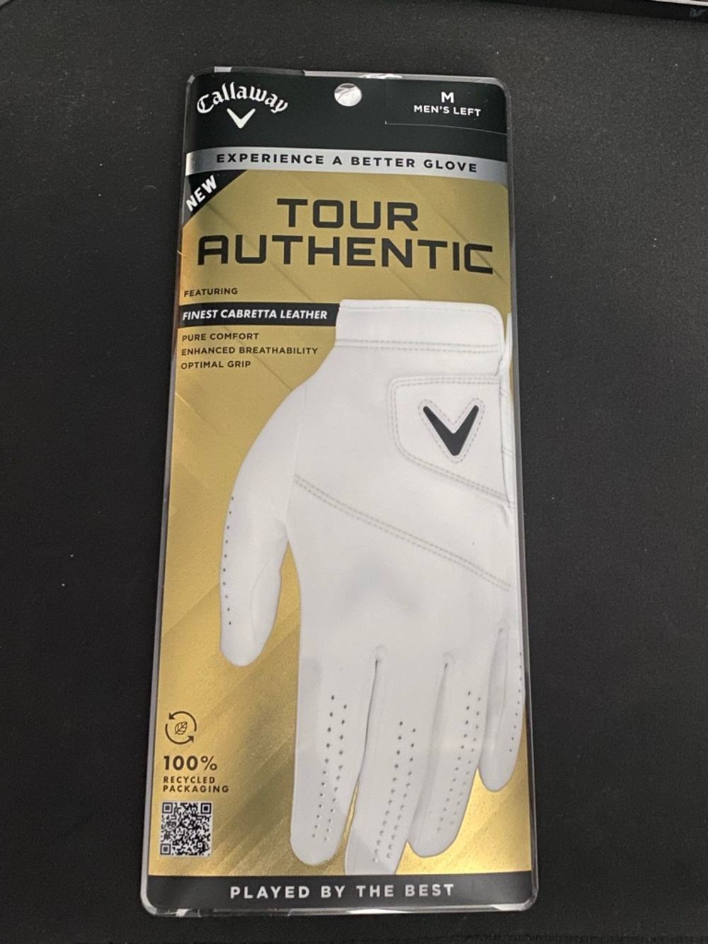 Callaway Tour Authentic Men's Left Golf Glove in White Medium